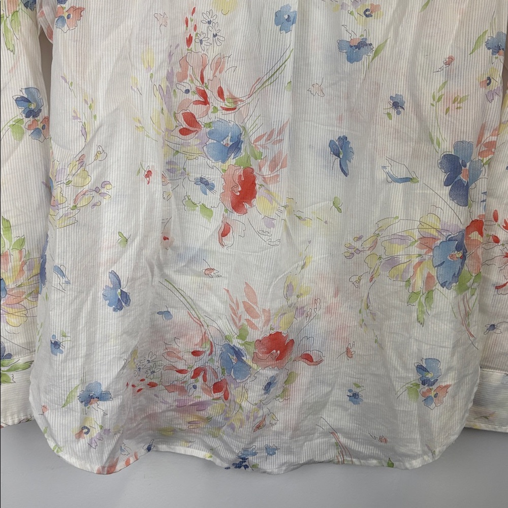Lauren Ralph Lauren Floral Button-Up Long Sleeve Shirt Size Petite Large - Picture 10 of 10